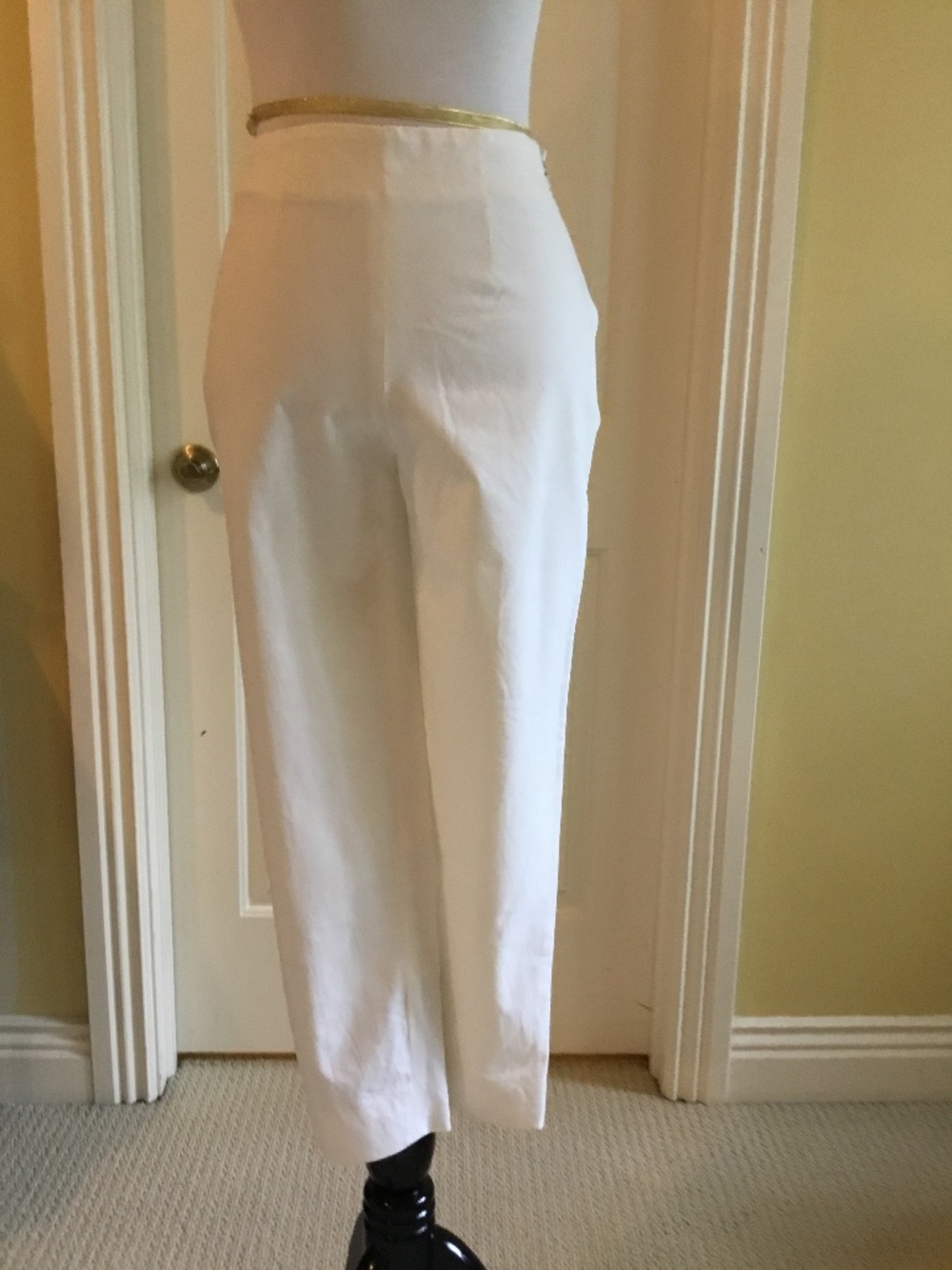 Piazza Sempione White Stretch Cotton Cropped Pants